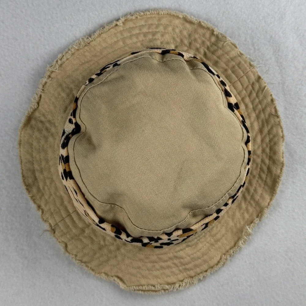 Jacquemus Kid's Frill Trim Bucket Hat Beige Animal Print Band Sz 52